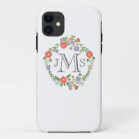 Vintage rustic chic wedding monogram initial flora