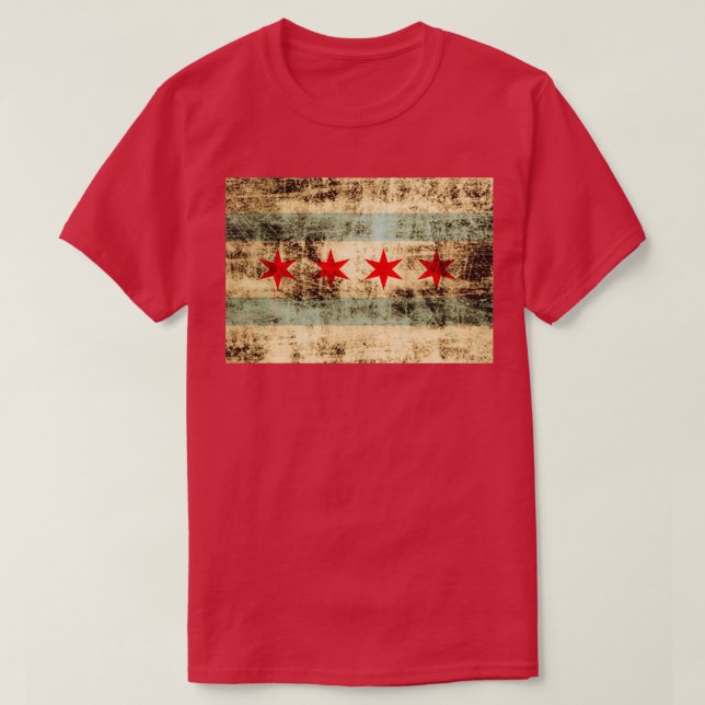Vintage Rustic Chicago Flag T-Shirt (Design Front)