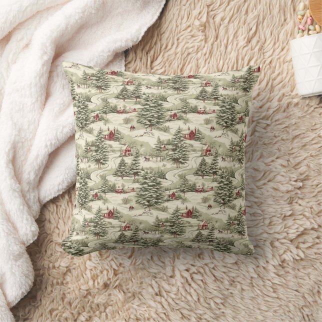 Vintage Rustic Christmas Country Winter Scenery  Cushion (Blanket)
