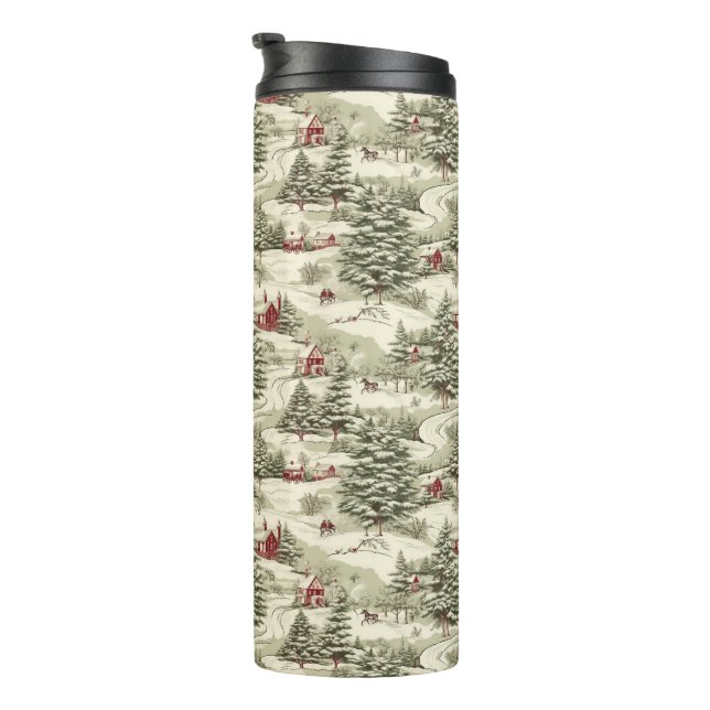 Vintage Rustic Christmas Country Winter Scenery  Thermal Tumbler (Rotated Right)