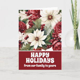 Vintage Rustic Christmas Flowers leaves Holiday Card