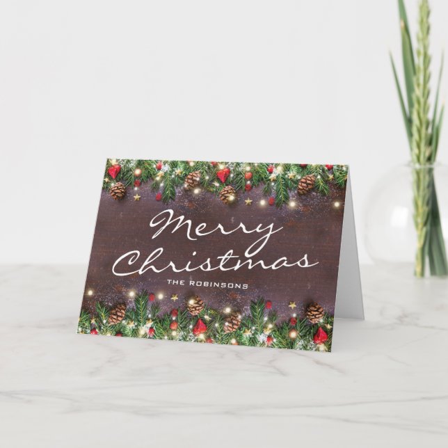 Vintage Rustic Christmas Holiday Card (Front)