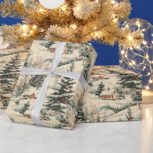 Vintage Rustic Christmas Holiday Wrapping Paper