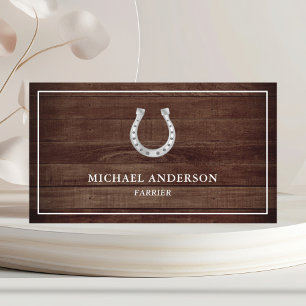 Vintage Rustic Country Barn Wood Horseshoe Farrier Business Card