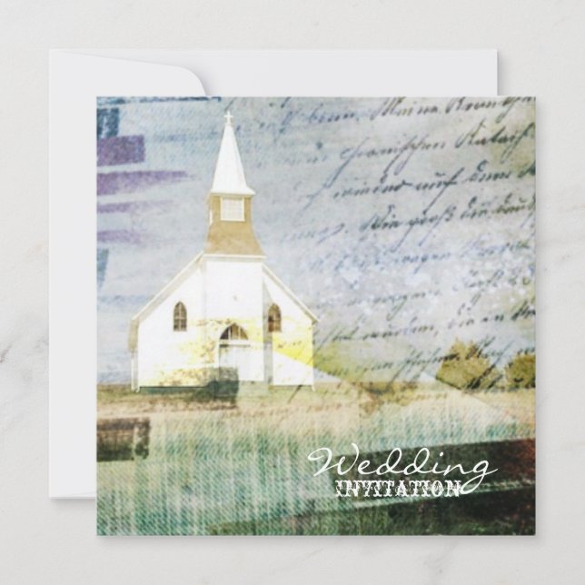 vintage rustic country chapel wedding invitation (Front)