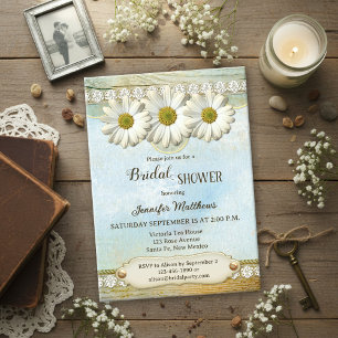 Vintage Rustic Country Daisy Bridal Shower  Invitation