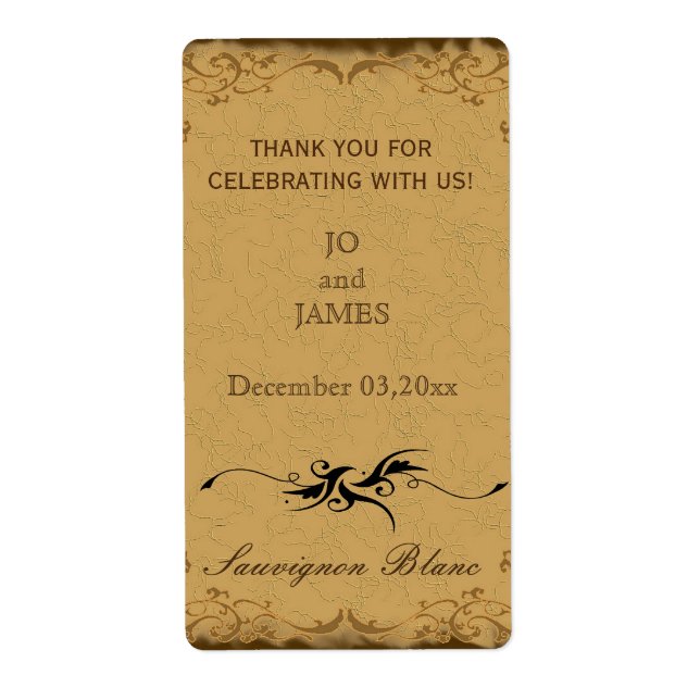 Vintage rustic country wedding wine favour (Front)