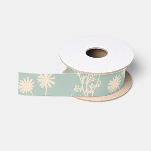 Vintage Rustic Elegant Floral Botanical Wild Daisy Satin Ribbon