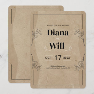 Vintage Rustic Elegant Parchment Wedding Invitation