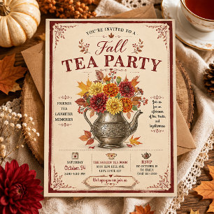 Vintage Rustic Fall Autumn Tea Party Invitation