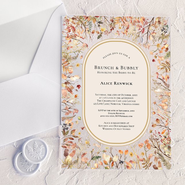Vintage Rustic Fall Beige Bridal Brunch Acrylic Invitations (Creator Uploaded)