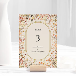 Vintage Rustic Fall Beige Wedding Table Number
