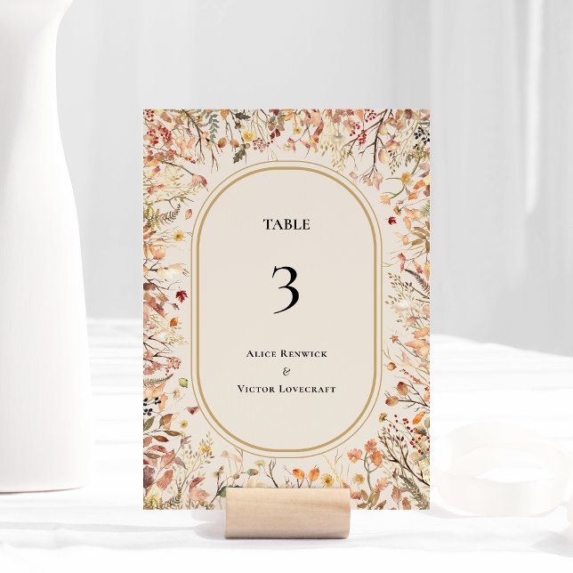 Vintage Rustic Fall Beige Wedding Table Number (Creator Uploaded)