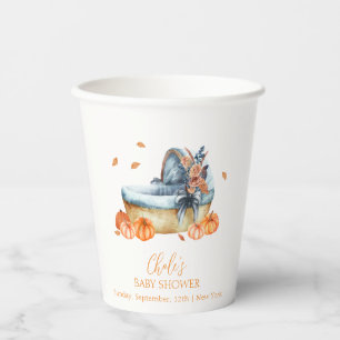 Vintage Rustic Fall Pumpkin Crib Baby Shower Paper Cups