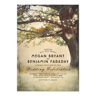 Vintage Rustic Fall Tree String Of Lights Wedding Card Vintage Rustic Fall Tree String Of Lights Wedding Card