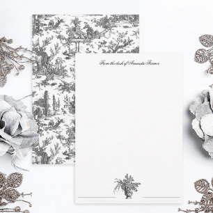 Vintage Rustic Farm French Toile-Black & White Card