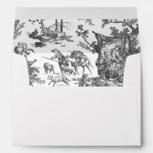Vintage Rustic Farm French Toile-Black & White Envelope