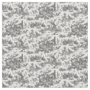 Vintage Rustic Farm French Toile-Black & White Fabric