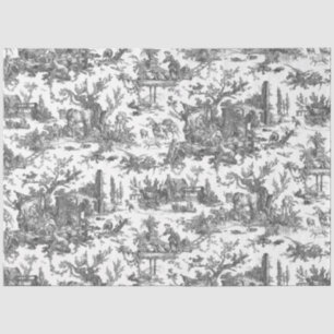 Vintage Rustic Farm French Toile-Black & White Tissue Paper