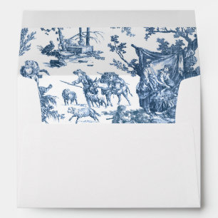 Vintage Rustic Farm French Toile-Blue & White Envelope