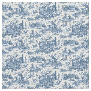 Vintage Rustic Farm French Toile-Blue & White Fabric