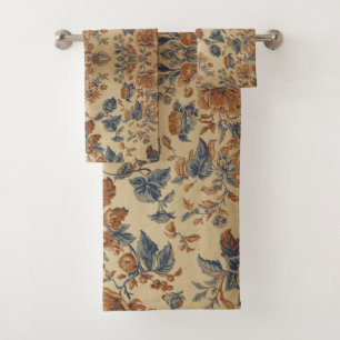 Vintage Rustic Farm French Toile Floral pattern Bath Towel Set