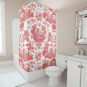 Vintage Rustic Farm French Toile Floral pattern Shower Curtain