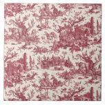 Vintage Rustic Farm French Toile-Red & Tan Tile<br><div class="desc">This lovely restored vintage French toile de jouy pattern dated ca 1780s features scenes of joyous rustic farm life including animals,  ancient ruins,  cottages and peasants engaged in work and play in burgandy red and tan.</div>