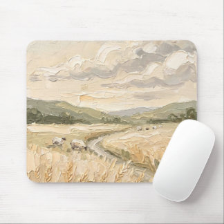 Vintage Rustic Farmhouse Landscape Mouse Pad