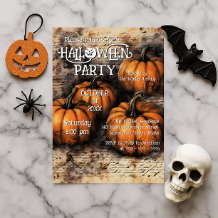 Vintage Rustic Farmhouse Pumpkin Halloween Party Invitation