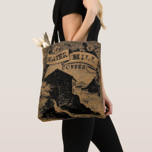 Vintage Rustic Faux Burlap Coffee Sack Template 2 Tote Bag