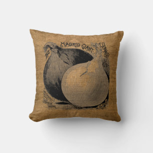 Vintage Rustic Faux Burlap Onion Sack Cushion