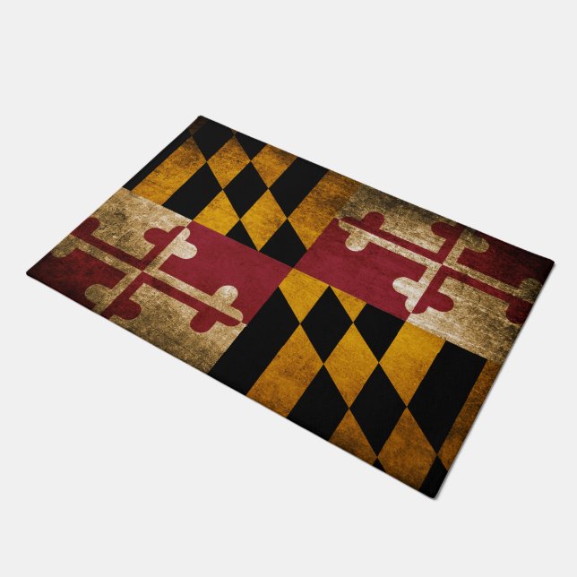 Vintage Rustic Flag of Maryland Doormat (Angled)
