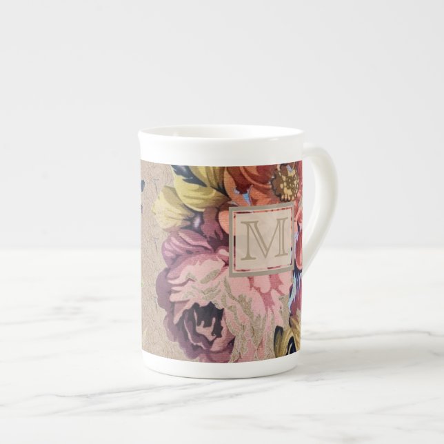 Vintage Rustic Floral Bone China Mug (Front Right)