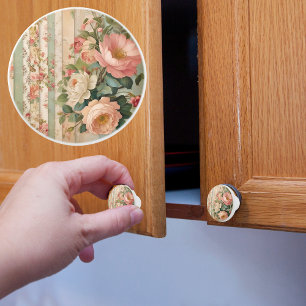 Vintage Rustic Floral Ceramic Knob