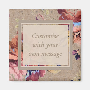 Vintage Rustic Floral Custom Text Magnet