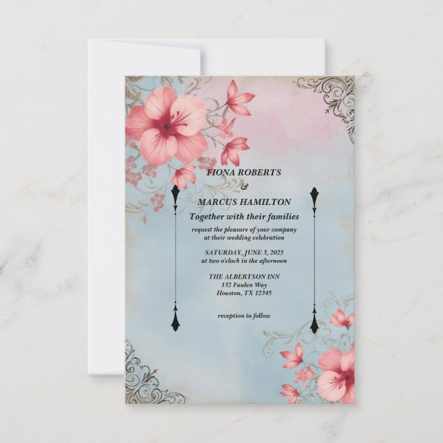 Vintage Rustic Floral & Elegant RSVP Card (Front)