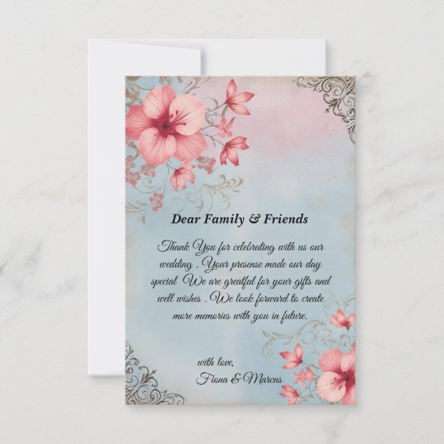Vintage Rustic Floral & Elegant Thank You Card (Front)