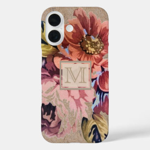 Vintage Rustic Floral Monogram iPhone 16 Case