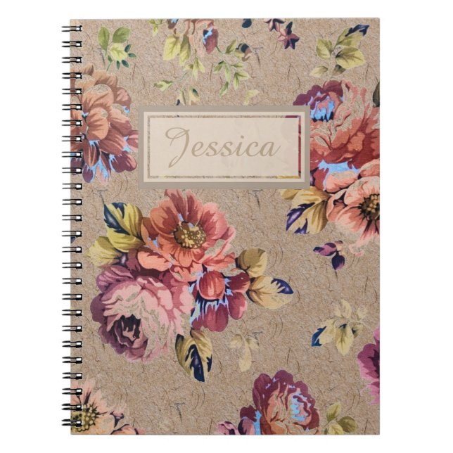 Vintage Rustic Floral Notebook (Front)
