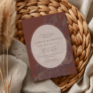 Vintage Rustic Floral Terracotta Bridal Shower Invitation
