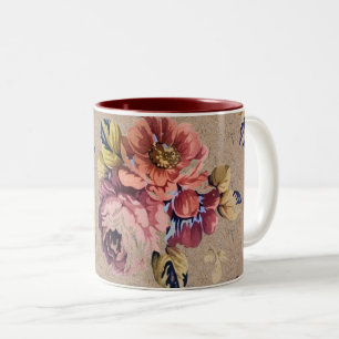 Vintage Rustic Floral Two-Tone Coffee Mug