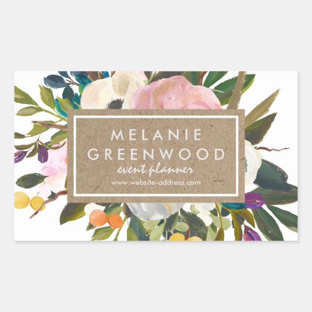 Vintage Rustic Florals Rectangular Sticker (Front)