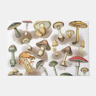Vintage Rustic Forest Mushrooms Doormat