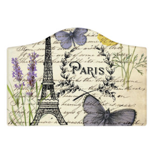 vintage rustic french butterfly paris eiffel tower door sign