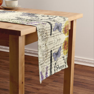 vintage rustic french butterfly paris eiffel tower medium table runner