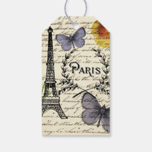 vintage rustic french eiffel tower Paris Party Gift Tags
