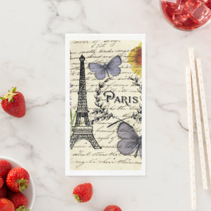 vintage rustic french eiffel tower Paris Party Napkin