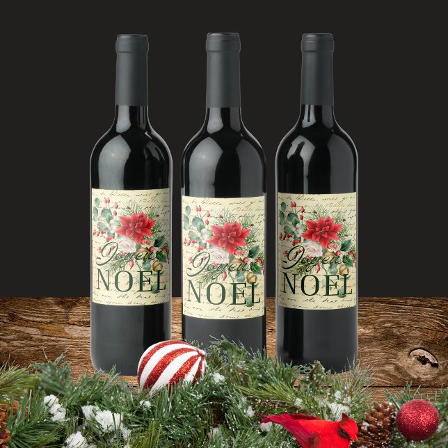 Vintage Rustic French Joyeux Noel  Wine Label (Creator Uploaded)