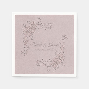 Vintage Rustic Glamour Elegant Rose Corner Wedding Napkin